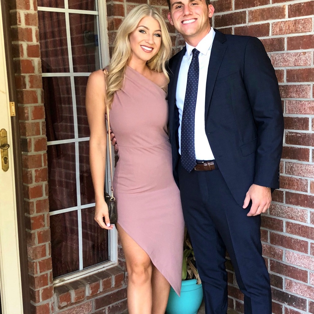 Off the shoulder blush dress